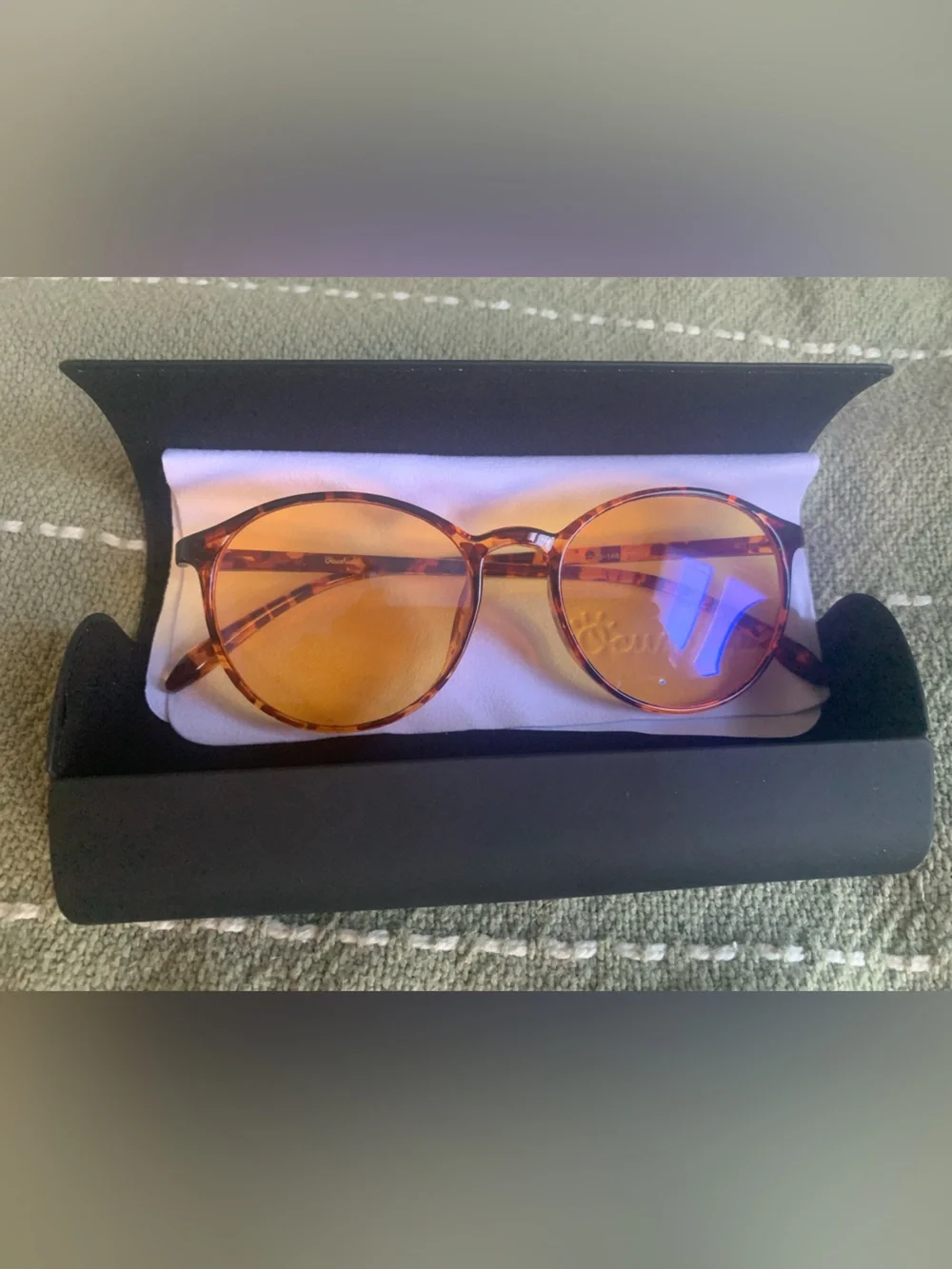 Round Tortoiseshell Amber Anti Blue Light Glasses For Men & Women